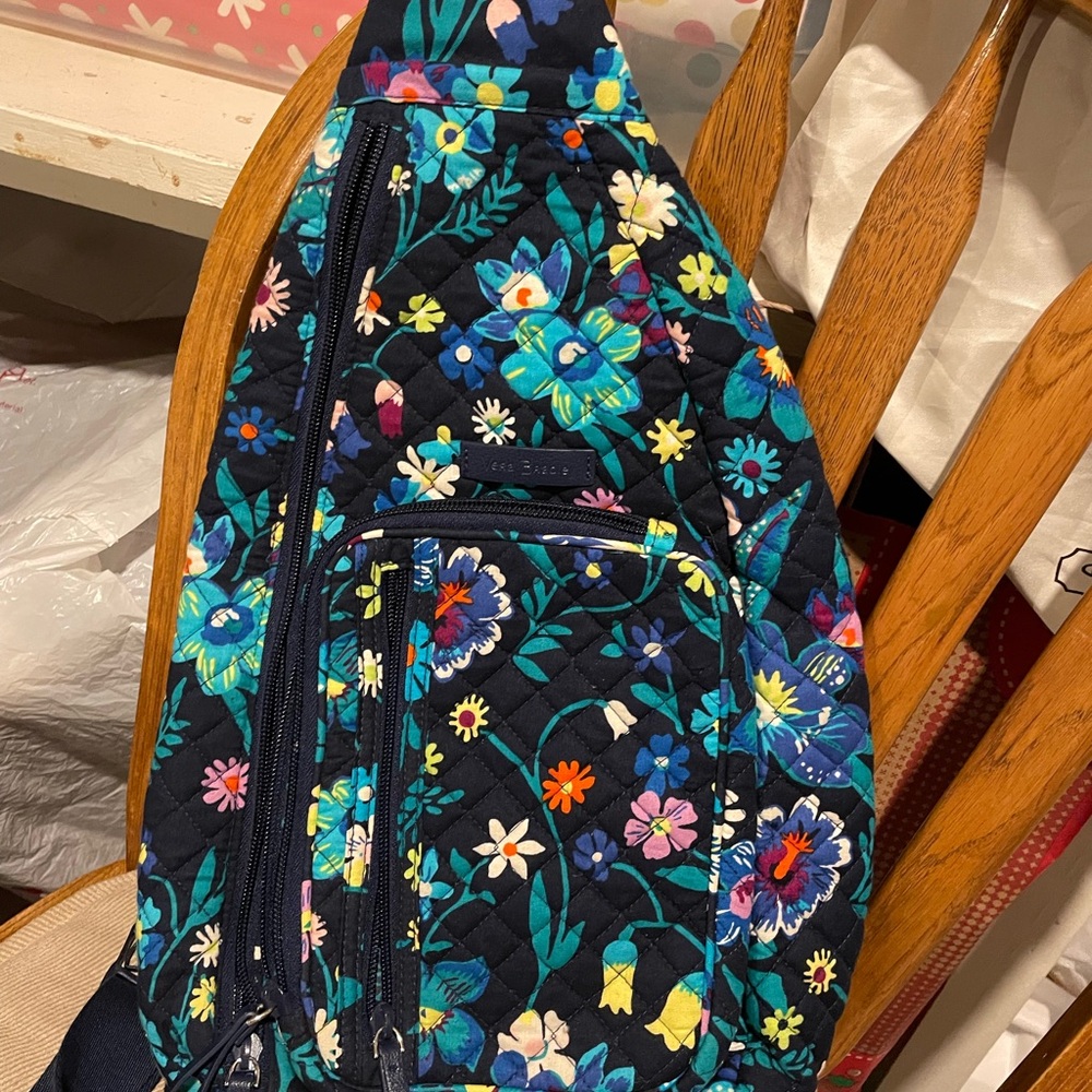 Vera Bradley Blue Floral Quilted Sling Bag